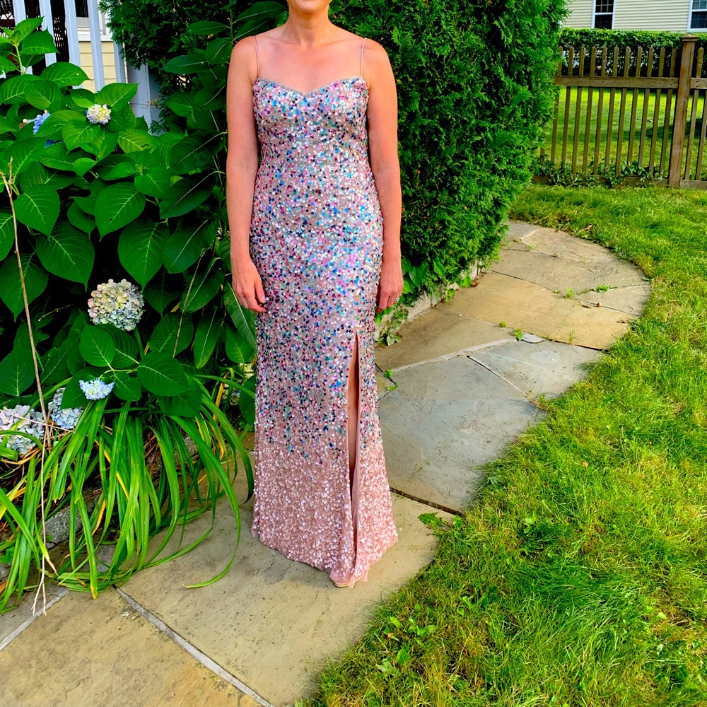 Adrianna Papell Multicolor Sequin Dress, Rose Gold